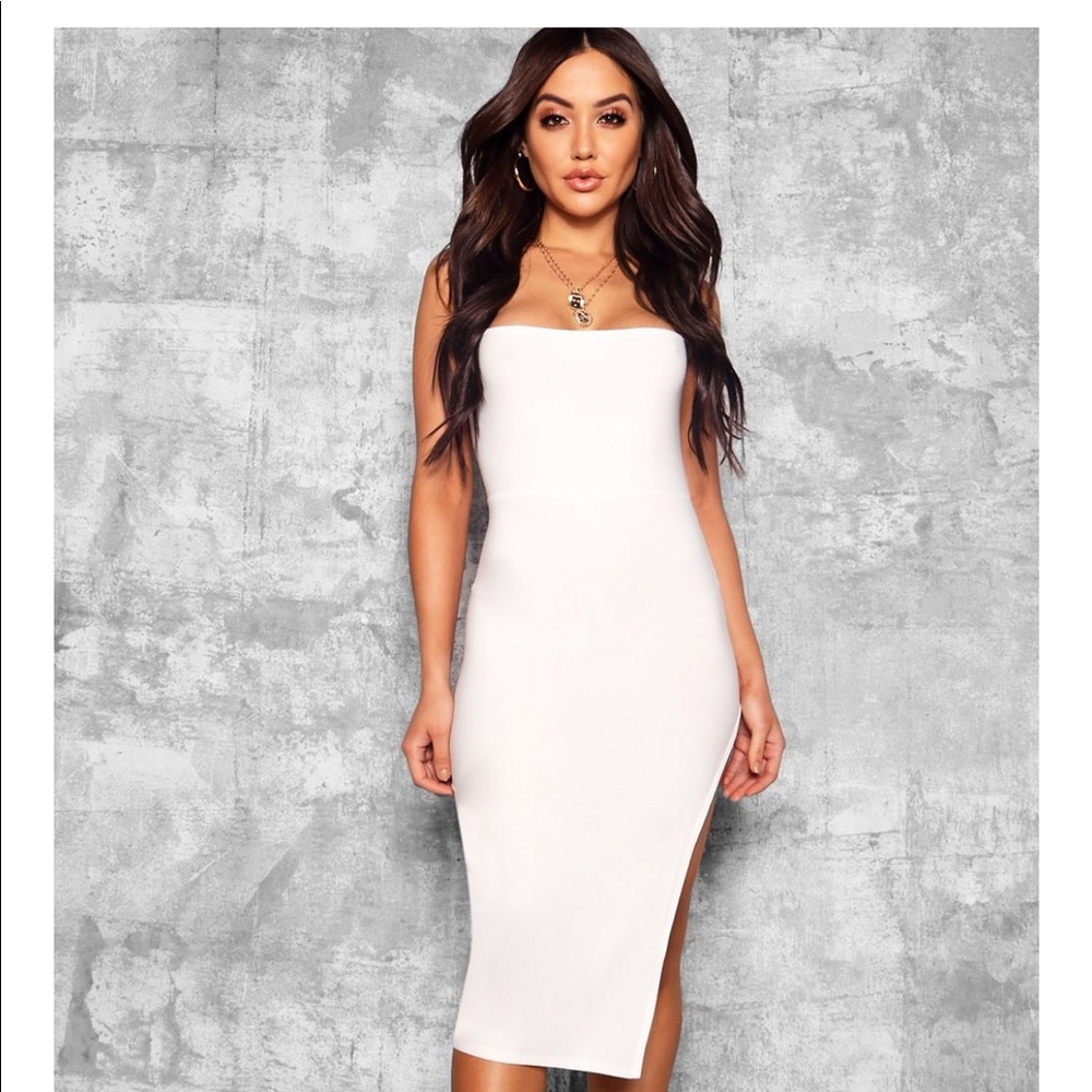 Strappy Square Neck Thigh Split Midi Dress